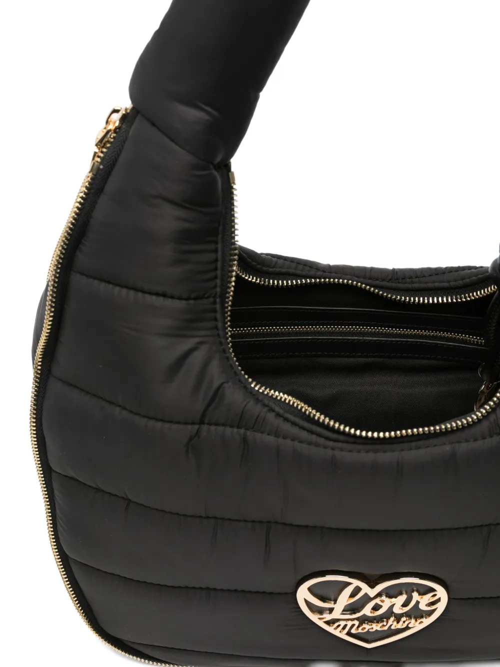 Love Moschino Heart-plaque Quilted Tote Bag In Black