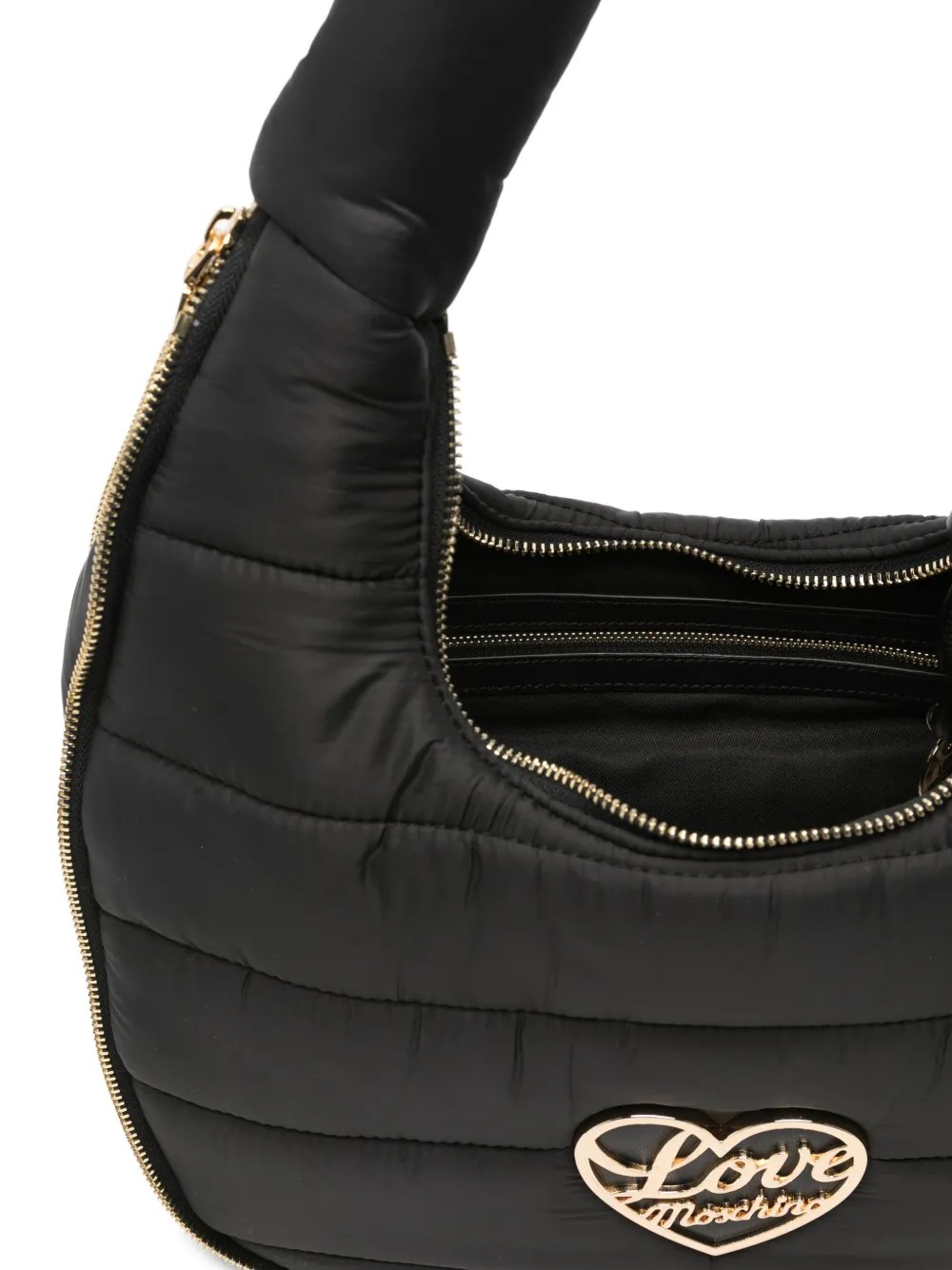 Love Moschino Gewatteerde shopper met hart-plakkaat Zwart