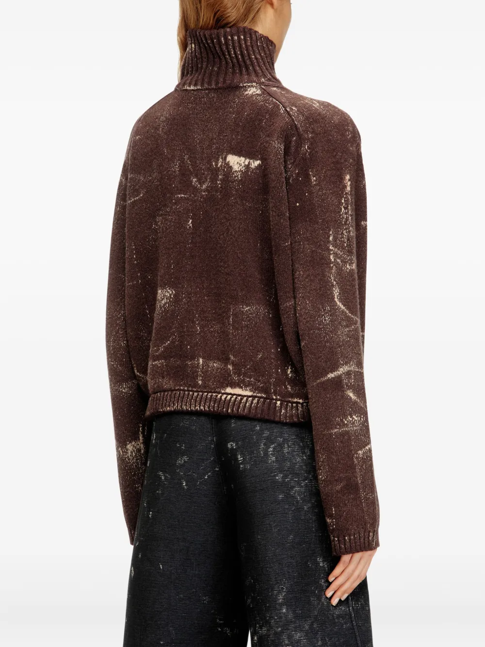 Diesel M-Marcellette trui met halve rits Bruin