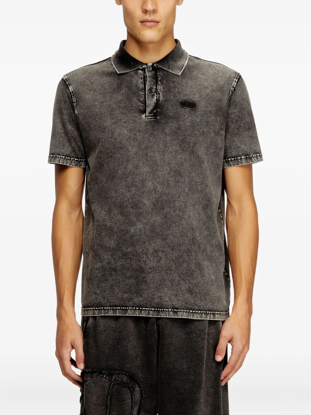Diesel T-Rejust-NC-Den poloshirt met franje patch Grijs