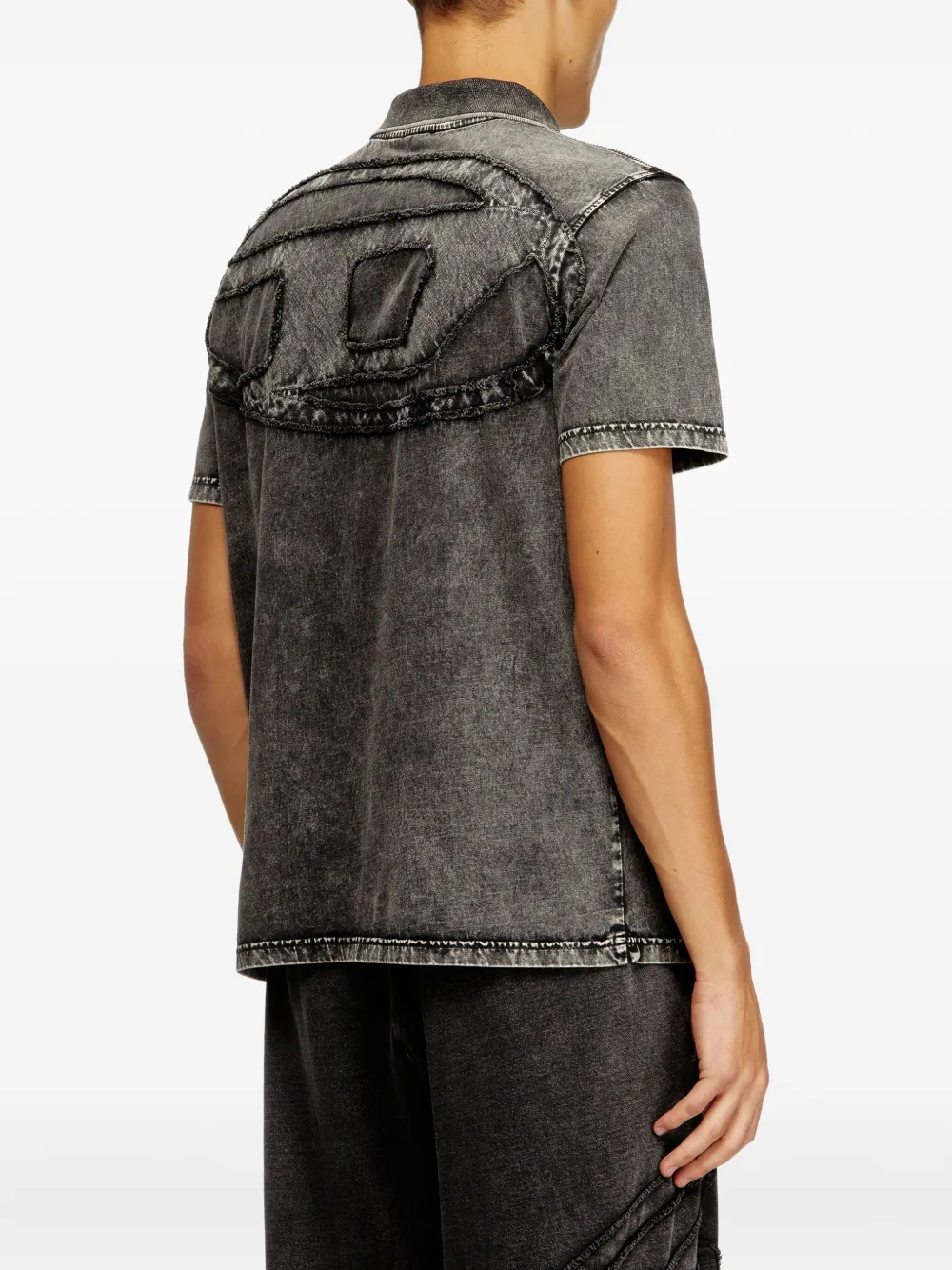 Diesel T-Rejust-NC-Den poloshirt met franje patch Grijs