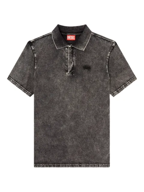 Diesel T-Rejust-NC-Den frayed patch polo shirt 