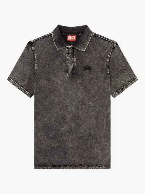 Diesel T-Rejust-NC-Den frayed patch polo shirt