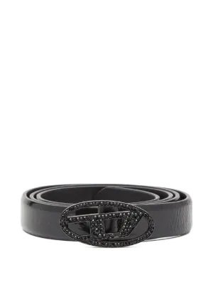 Diesel ラインストーンロゴ レザーベルト | ブラック | FARFETCH JP