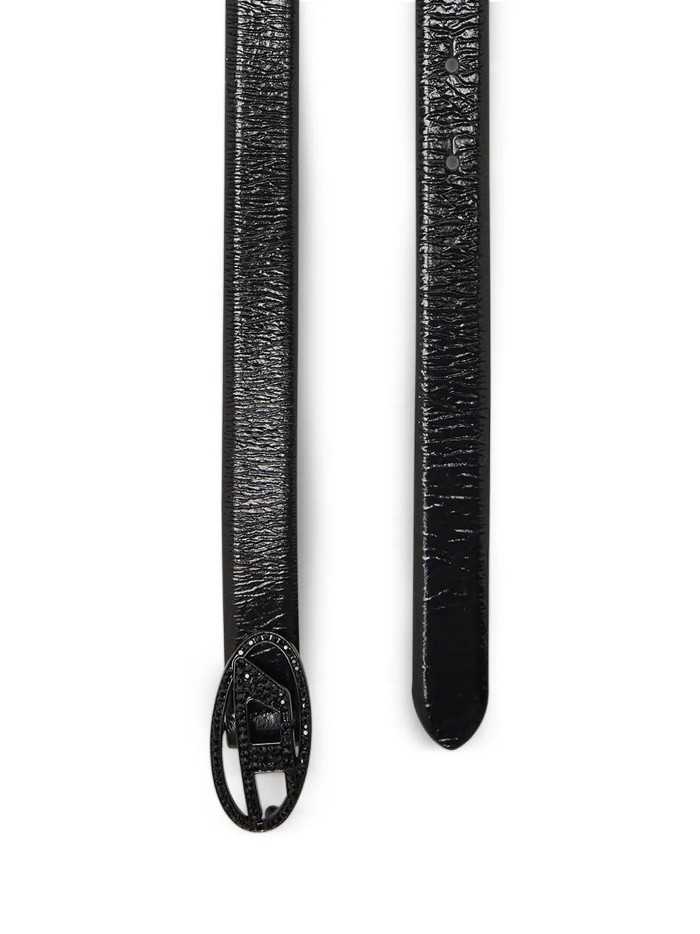 Diesel B-1dr Strass 20 riem met logogesp Zwart