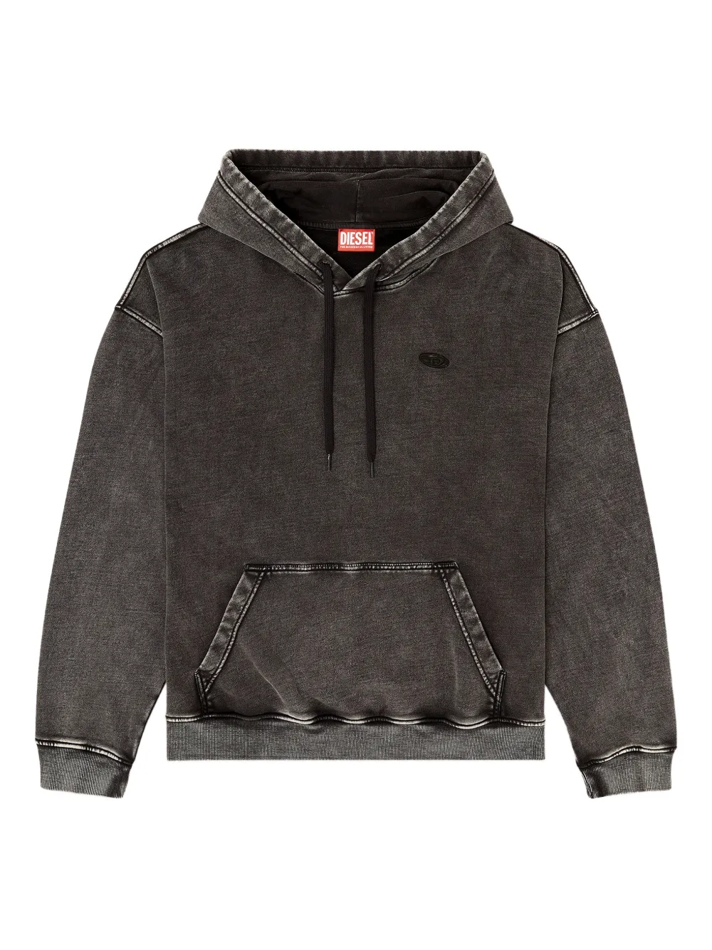 Diesel S-Boxt-Hood-Den drawstring oval-patch hoodie | Grey | Image 1
