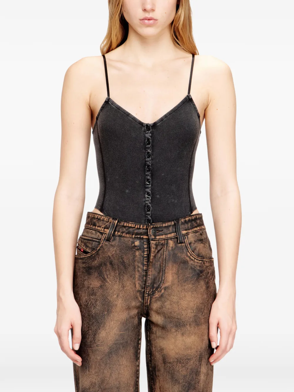 Diesel T-ley Ribbed Bodysuit - Grey 