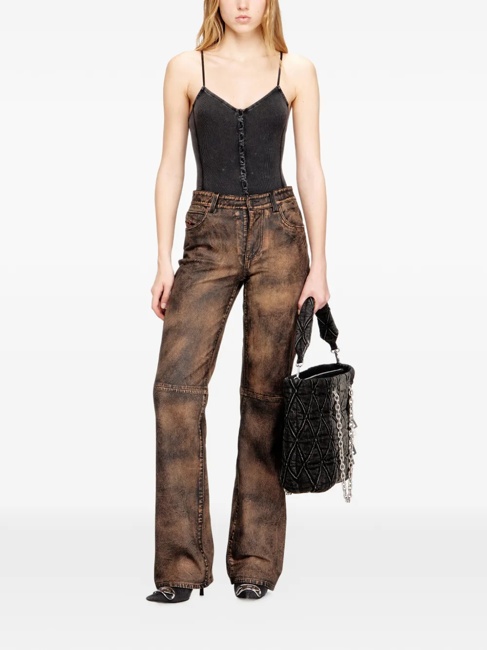  Diesel T-ley Ribbed Bodysuit - Grey 