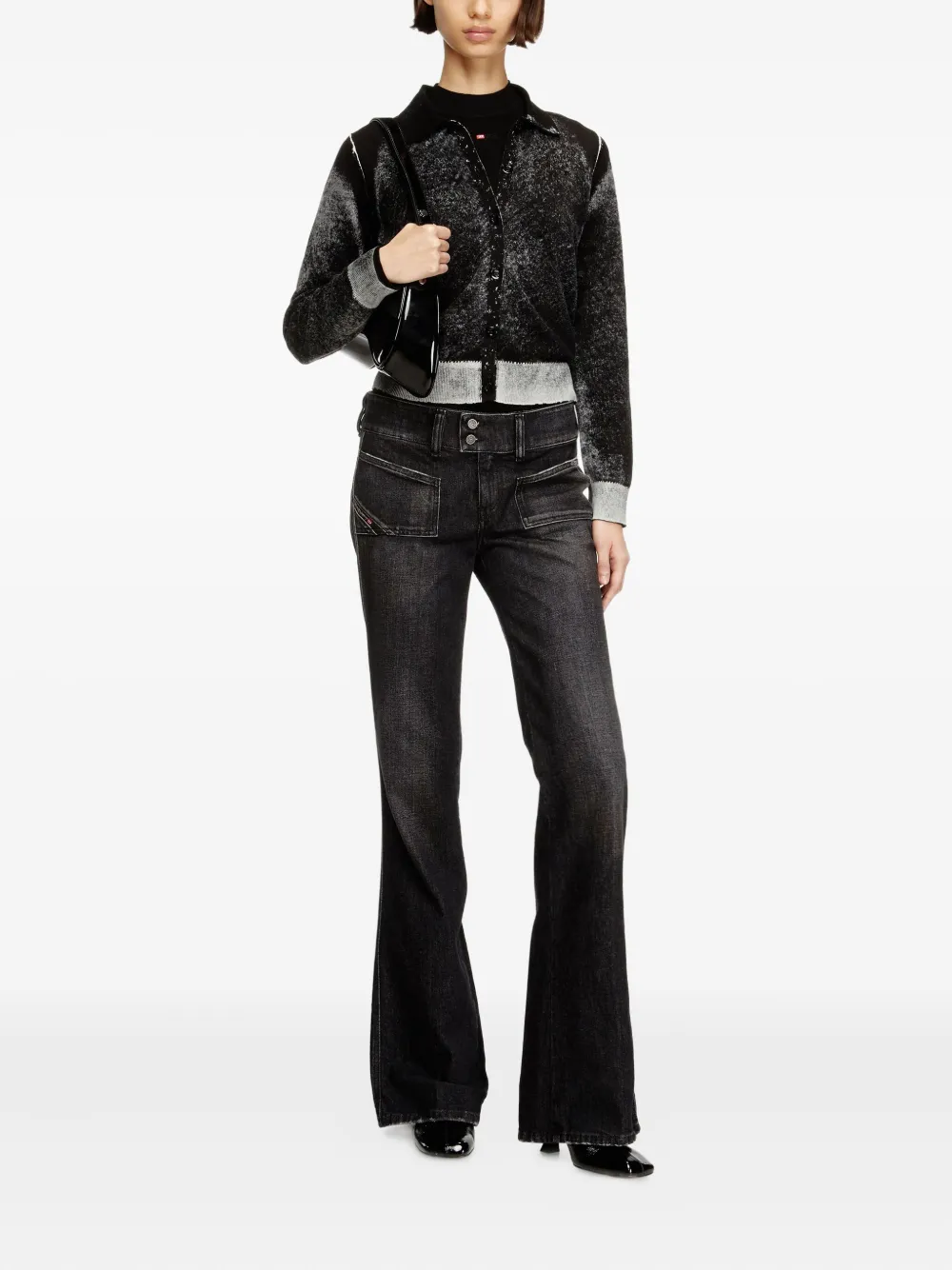 Diesel D-Hush 09N50 patch pocket jeans - Zwart