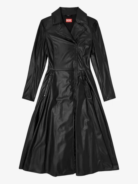 Diesel midi coat dress with biker details