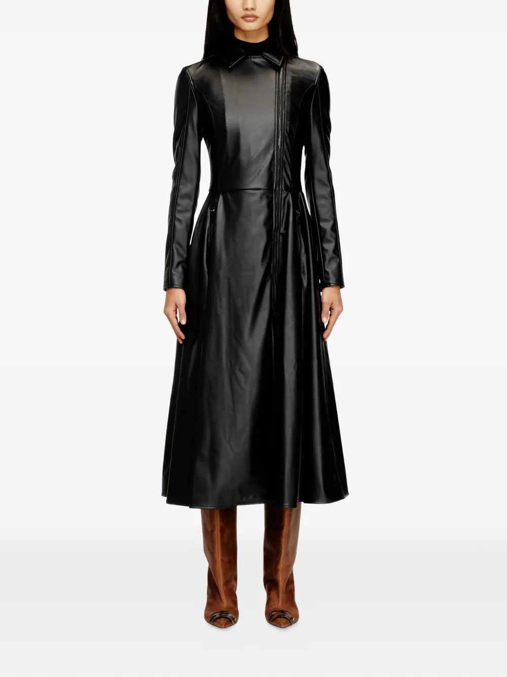Diesel D-Ragon midi-jurk met rits Zwart