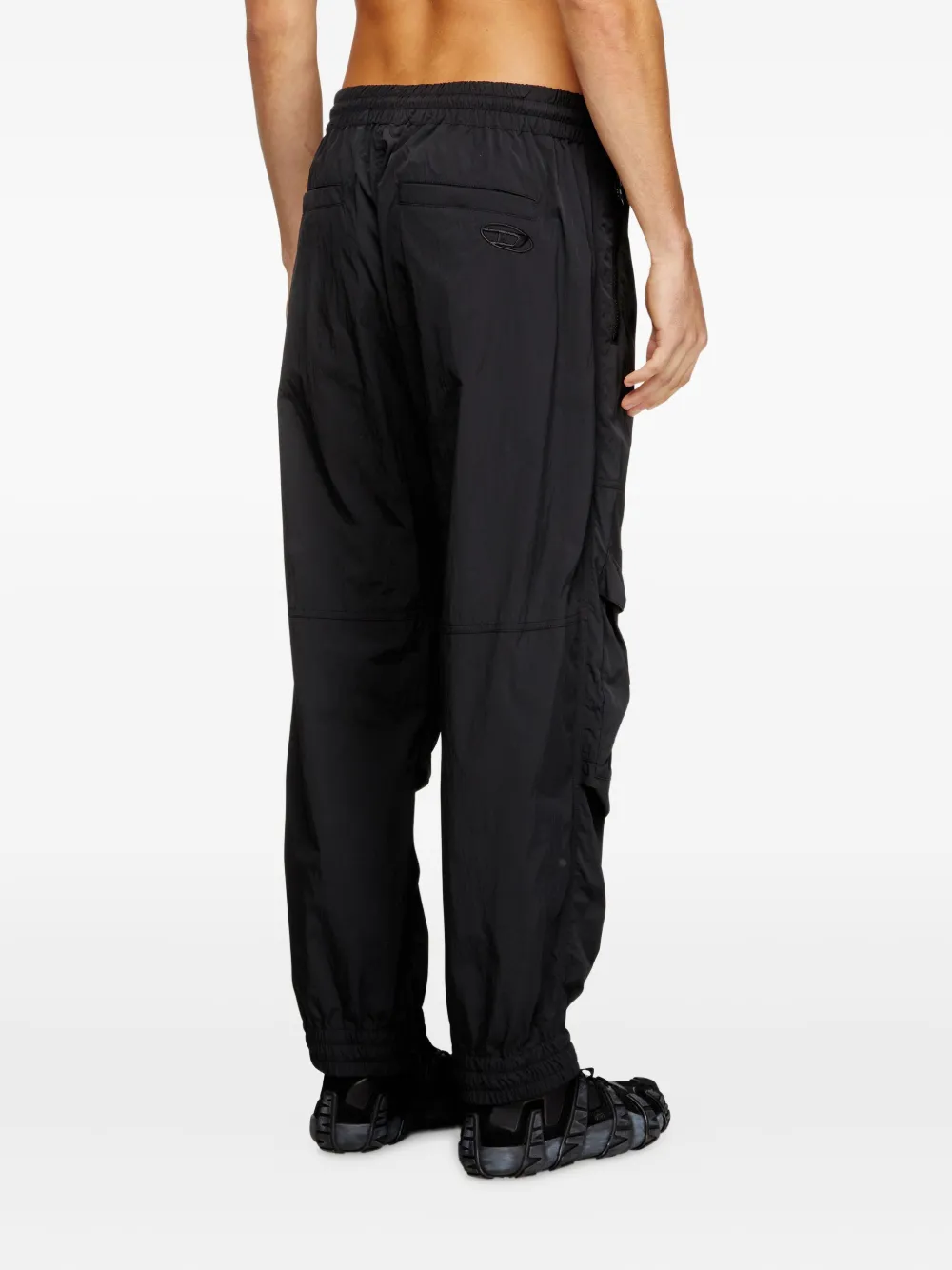 Diesel Broek met elastische tailleband en cargo zak Zwart