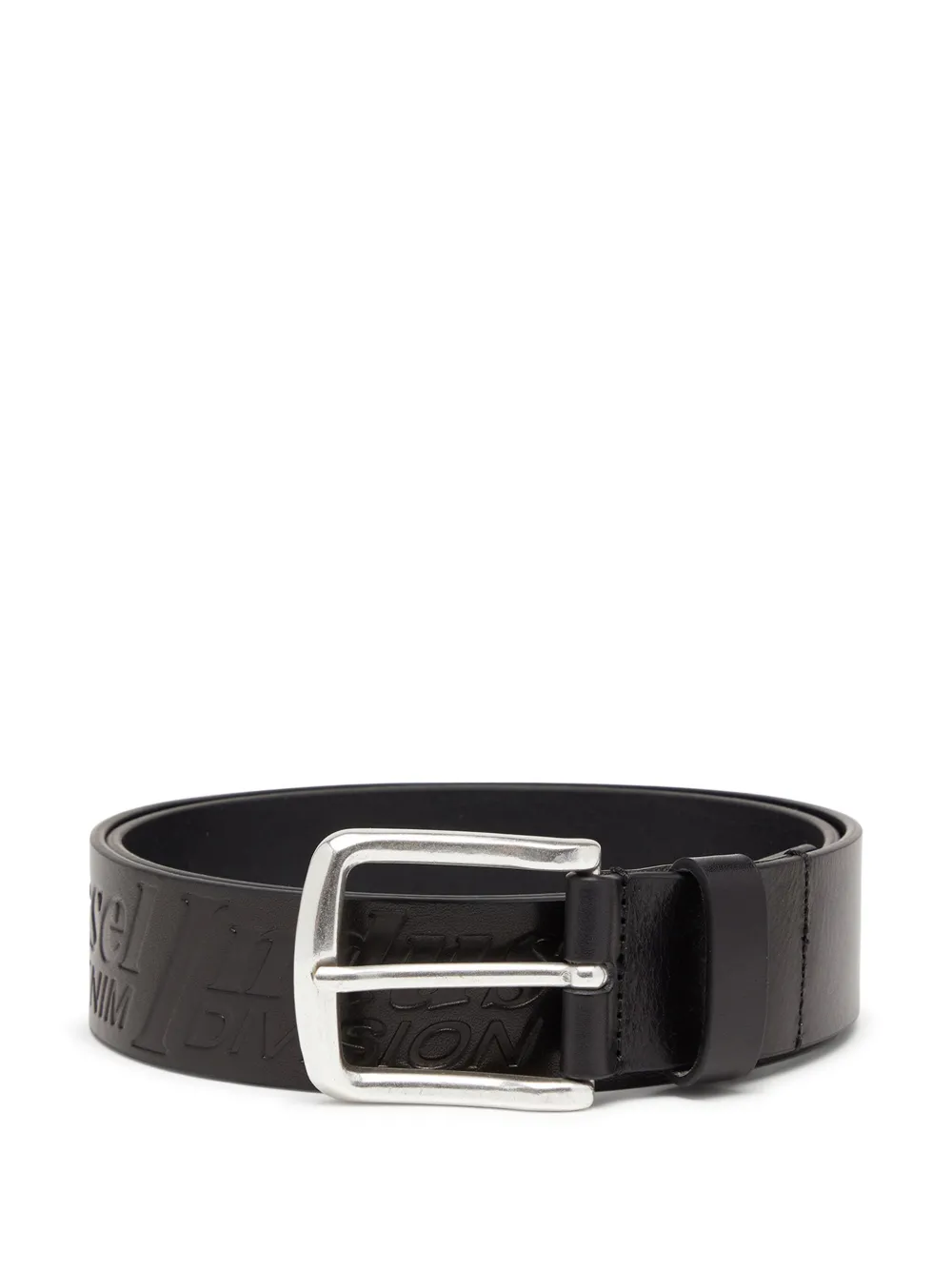 Diesel B-Flag-D riem met logo-reliëf - Zwart