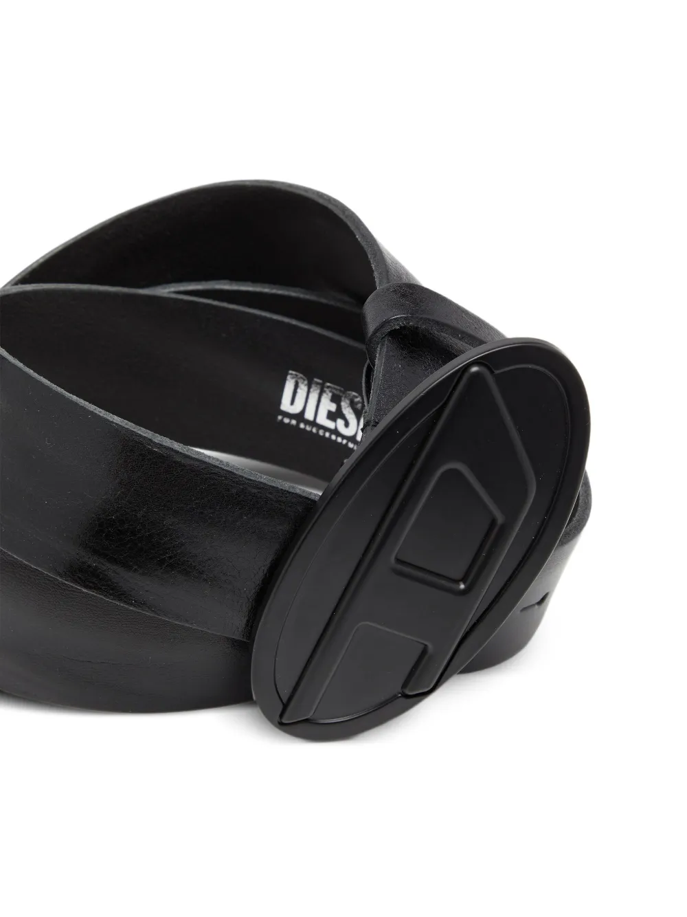 Diesel B-1dr 2.0 riem met ovalen plakkaat Zwart
