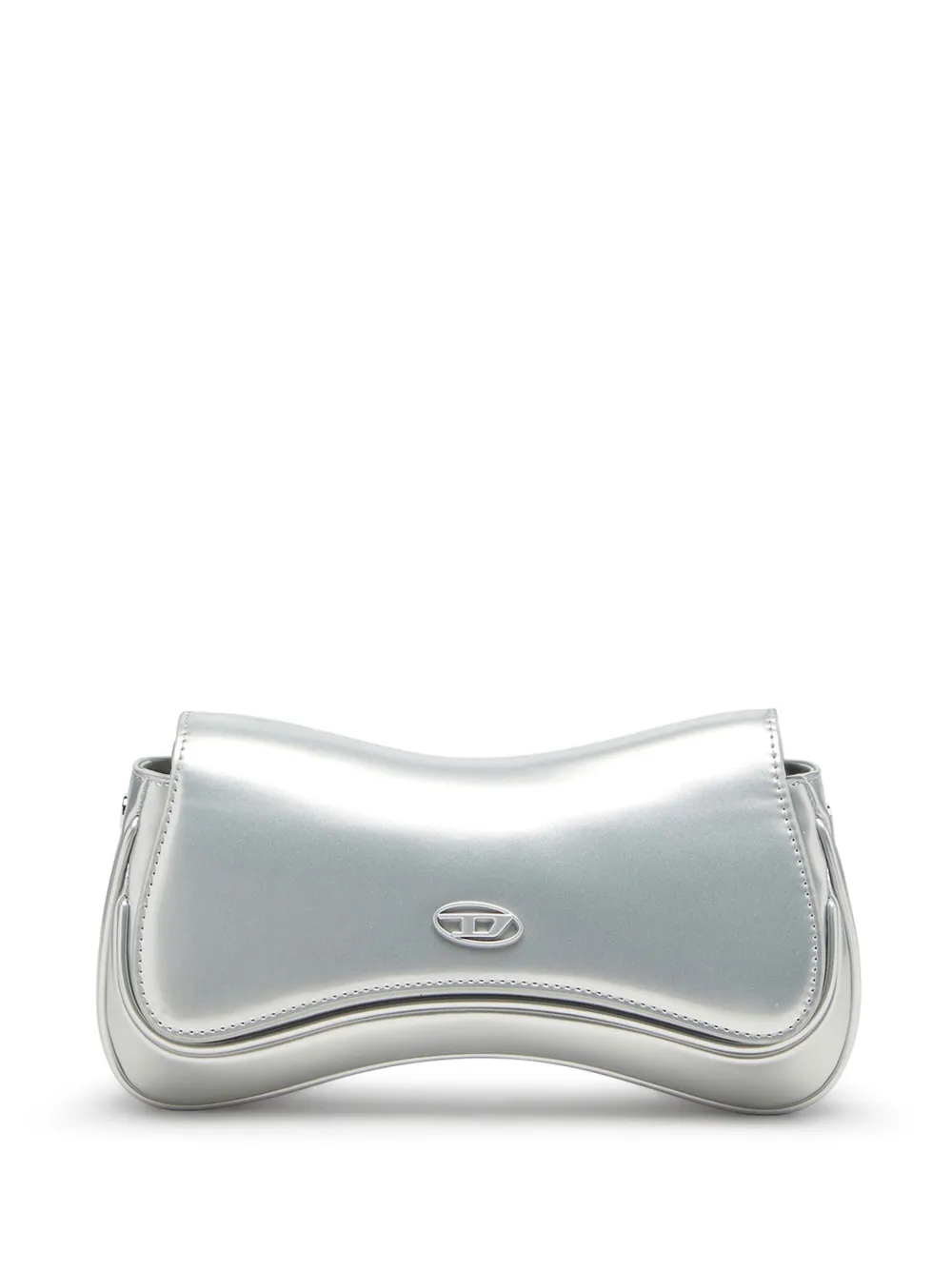 Diesel logo-plaque clutch bag | Silver | Image 1