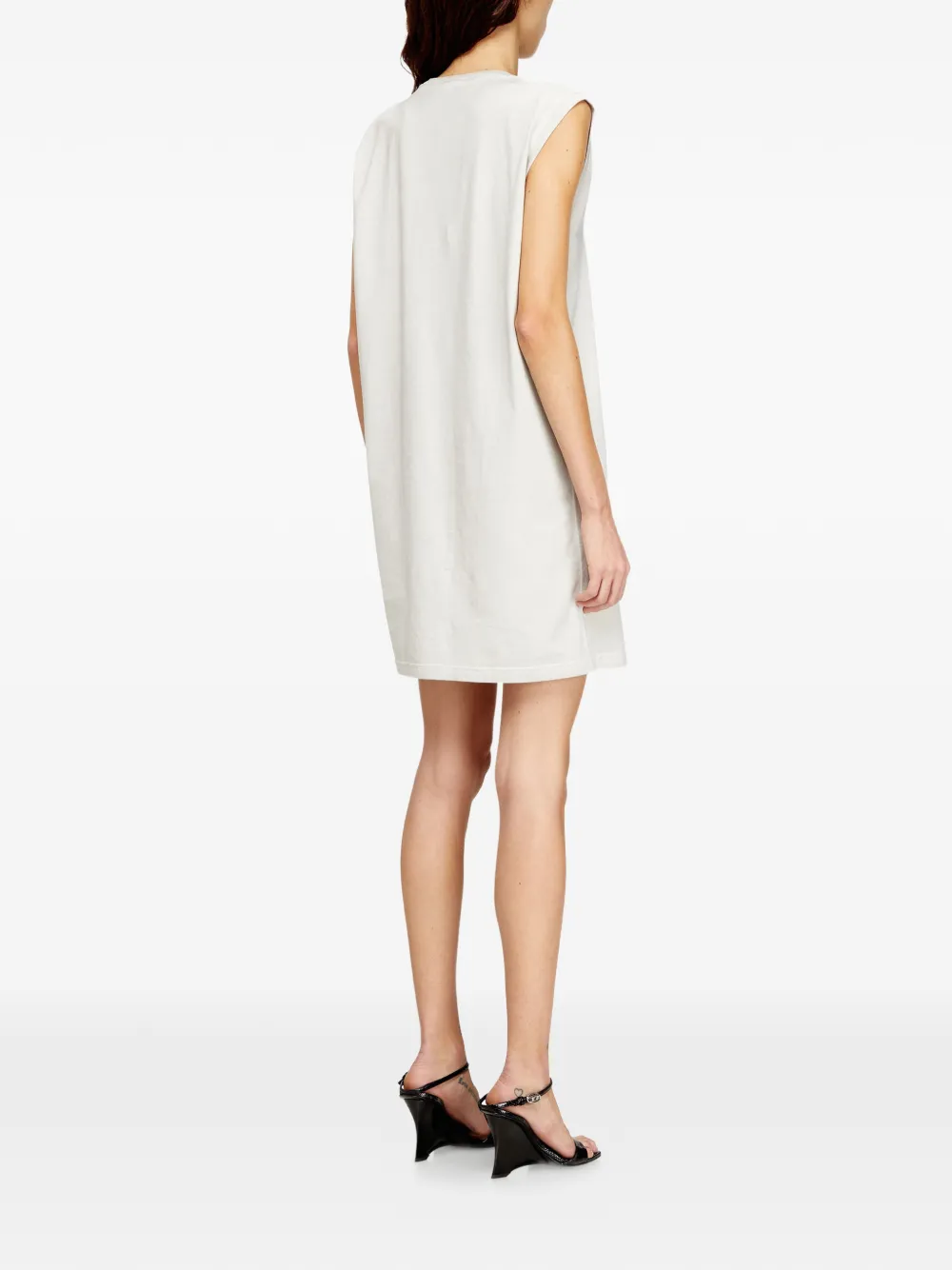 Diesel D-emb Cotton Mini Dress In Neutral