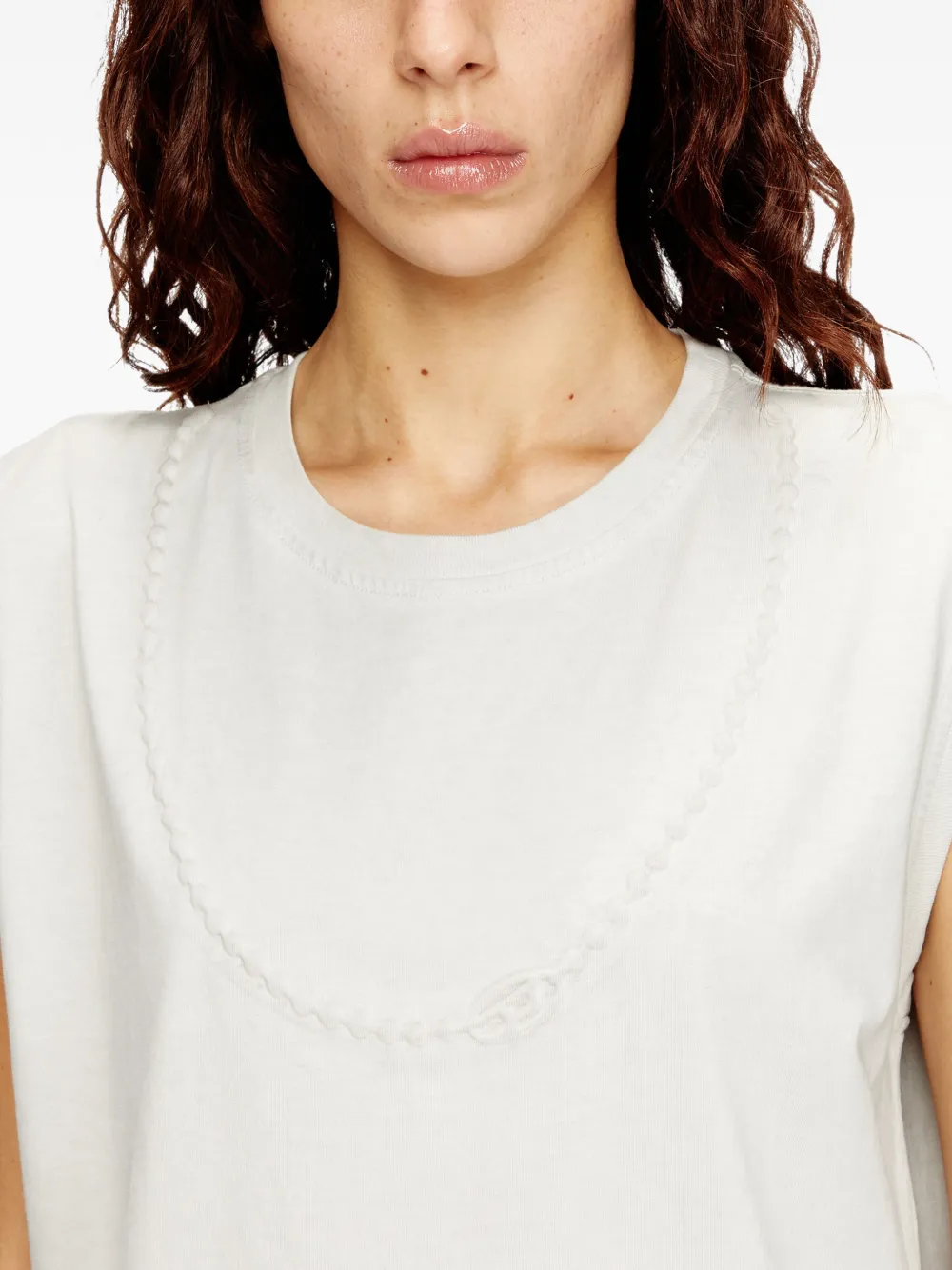 Diesel D-emb Cotton Mini Dress In Neutral