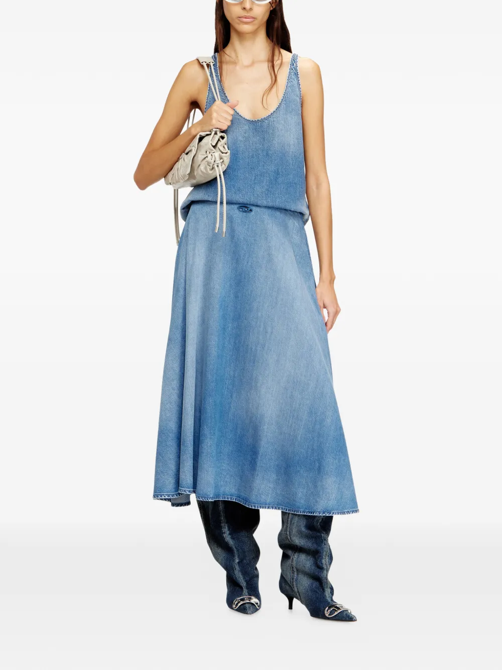 Diesel De-Annie-S3 A-line midi skirt - Blauw