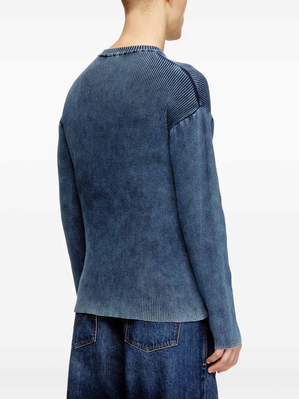 Diesel K-DARREN-D geribbelde trui met uitgesneden details Blauw