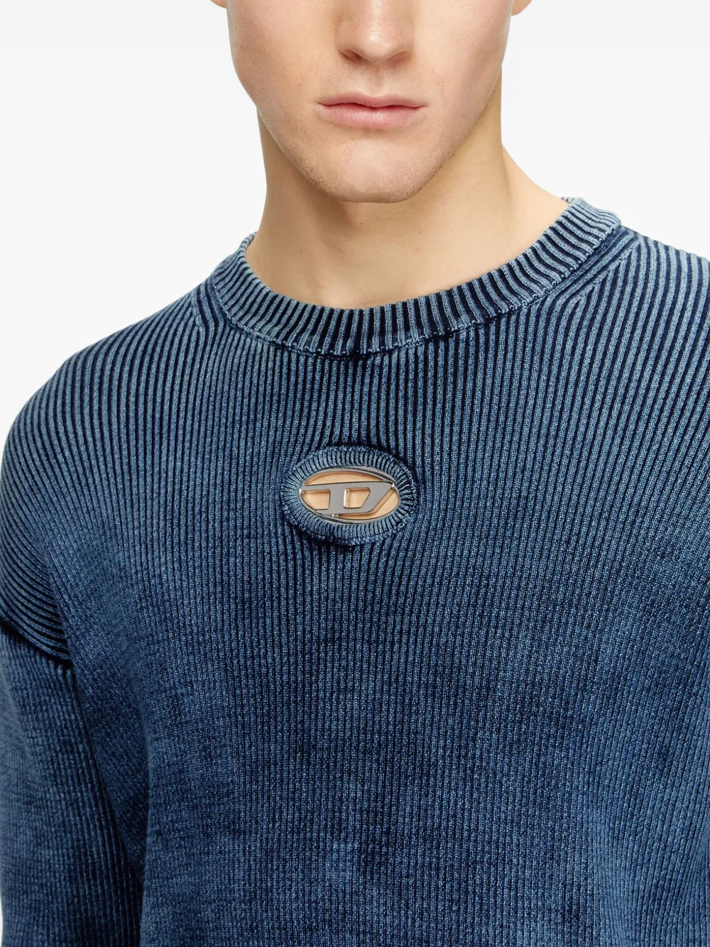 Diesel K-DARREN-D geribbelde trui met uitgesneden details Blauw