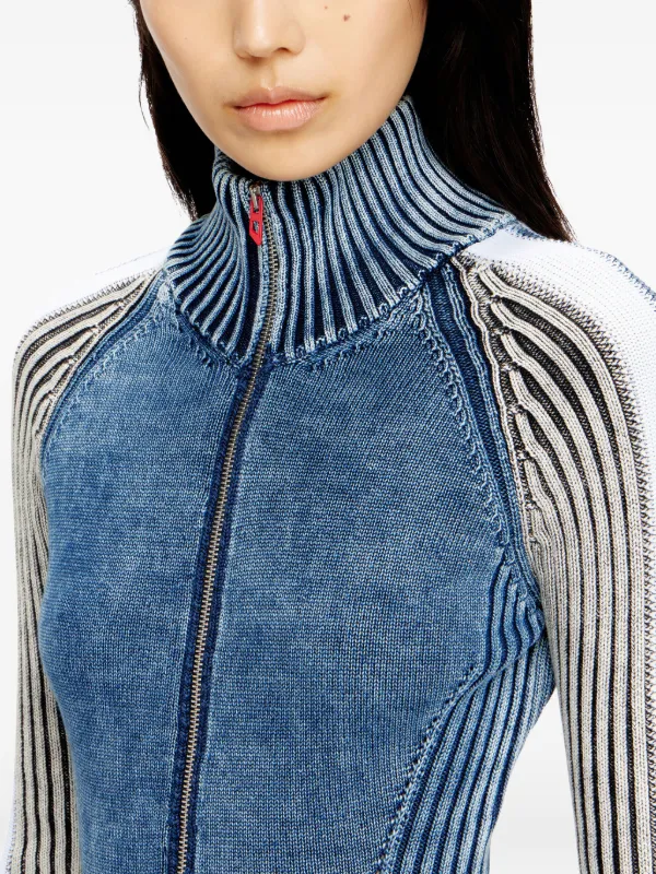 panelled leather jacket