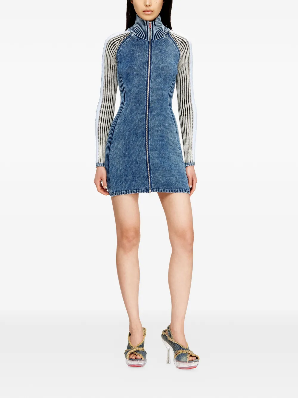 Diesel M-Estelle ribbed zip mini dress - Blauw