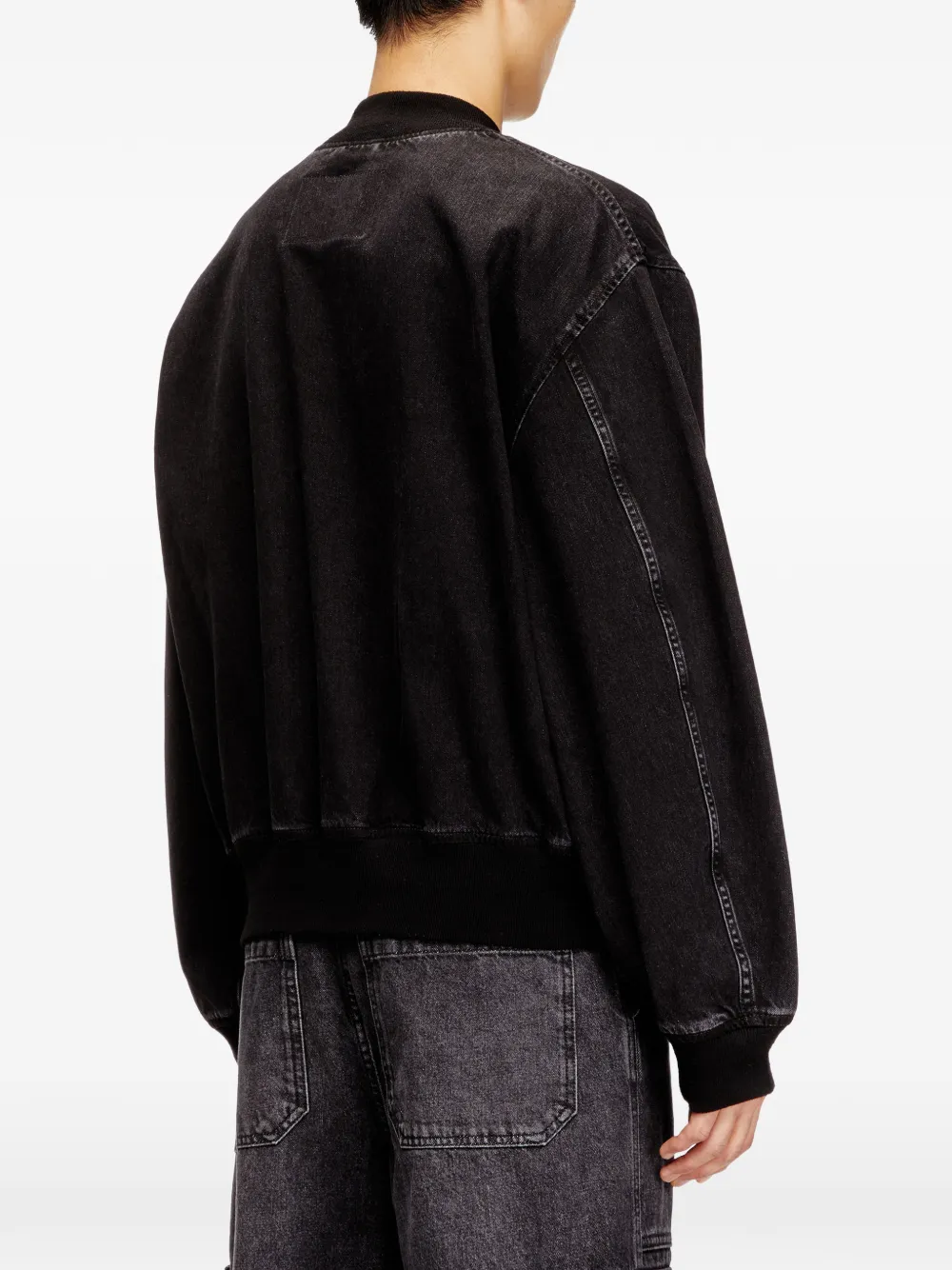 Diesel D-Guz geribbeld denim bomberjack Zwart