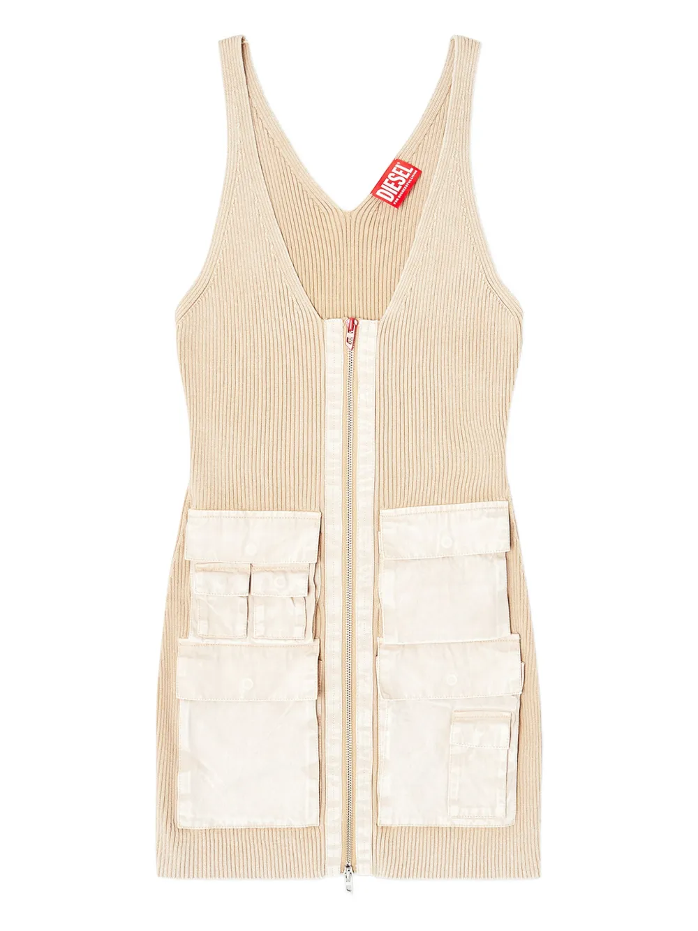Diesel M-Gabrielle cargo-pockets ribbed mini dress - Toni neutri