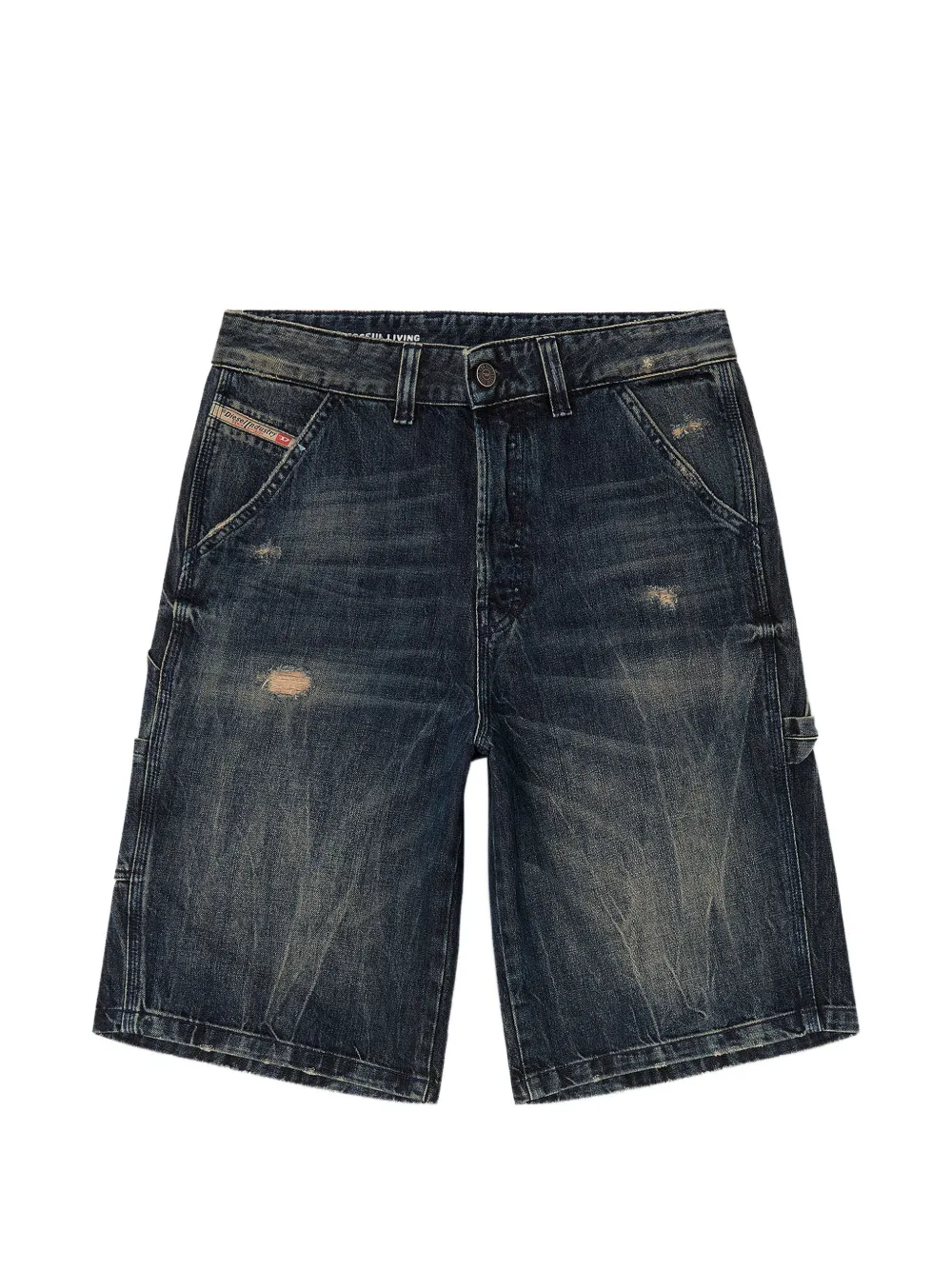 Diesel button-fastening denim cargo shorts - Blu
