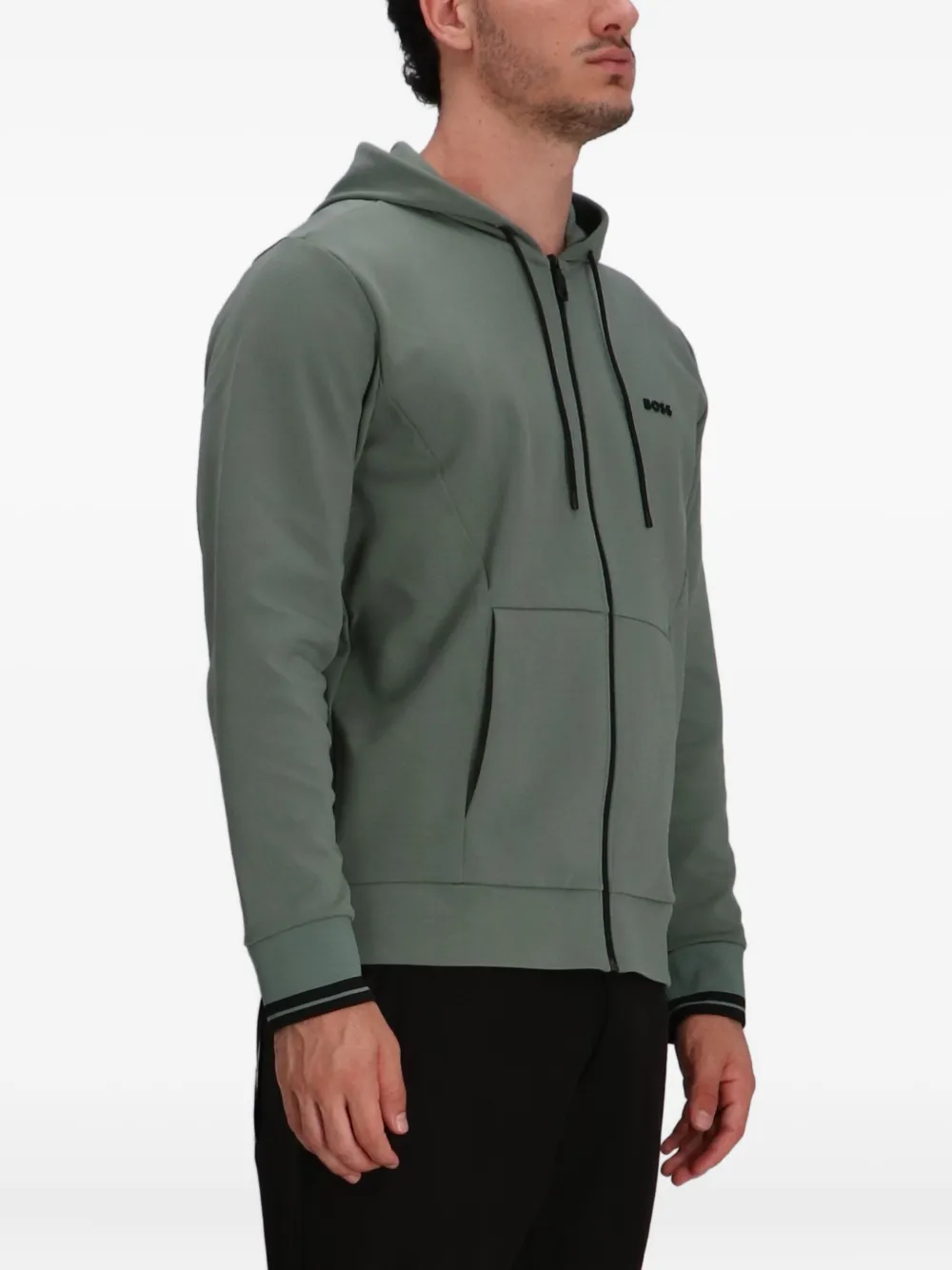 BOSS Hoodie met rits Grijs