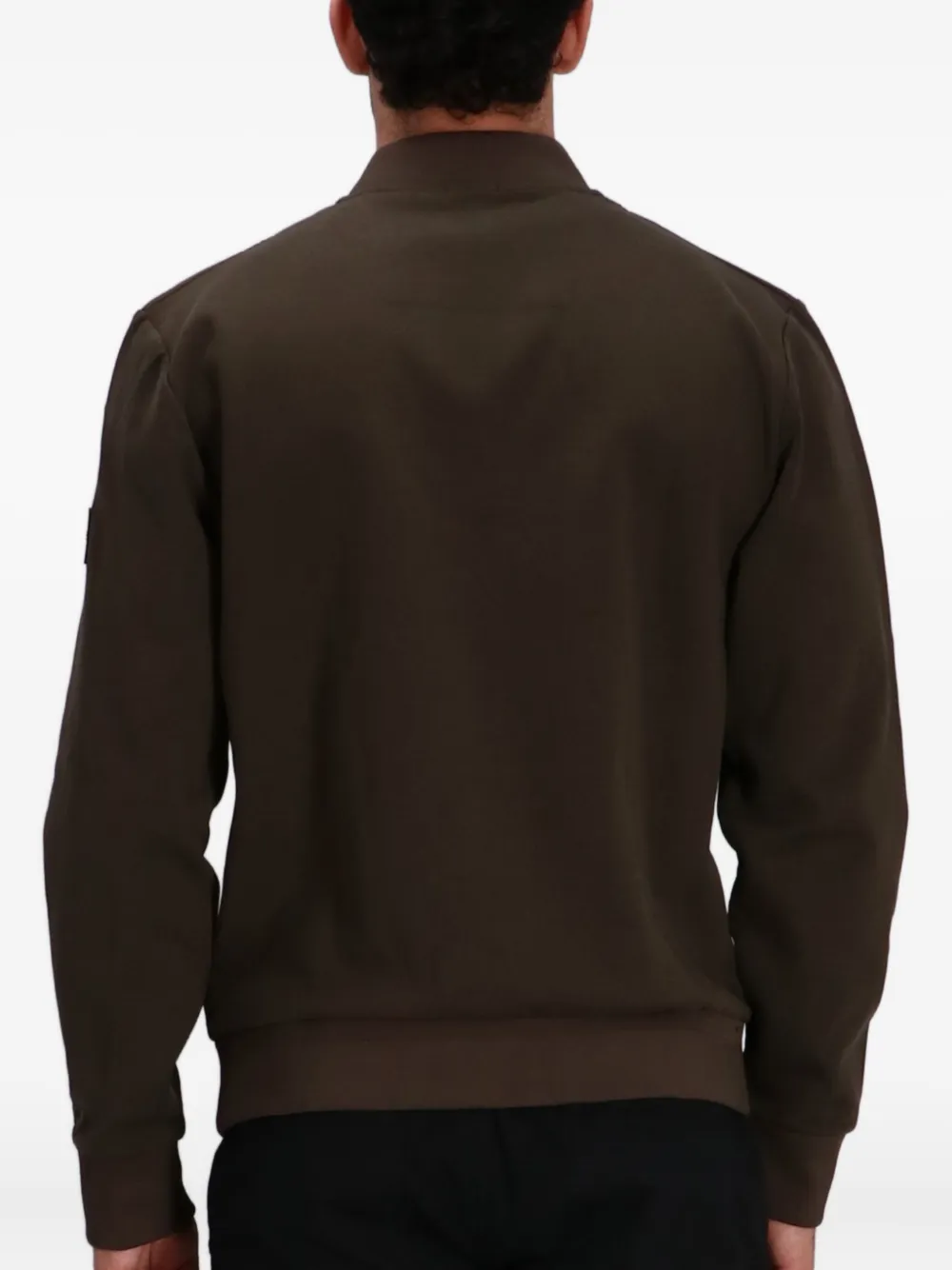 Hugo Boss Quilted-panel Zip Bomber Jacket In Brown