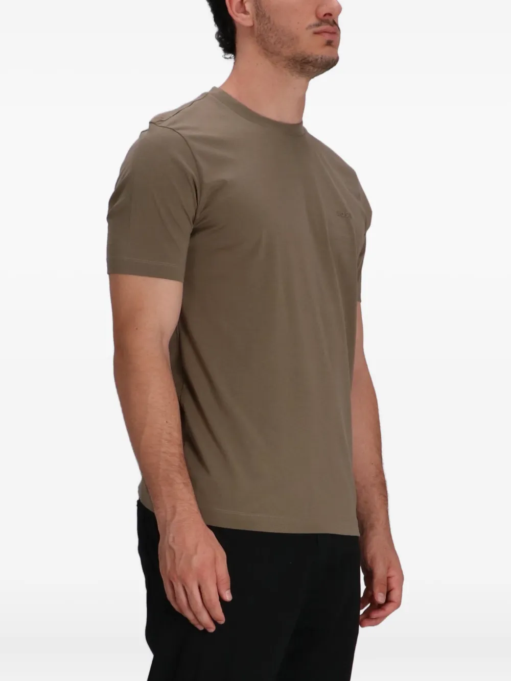 BOSS T-shirt met logo-reliëf Bruin