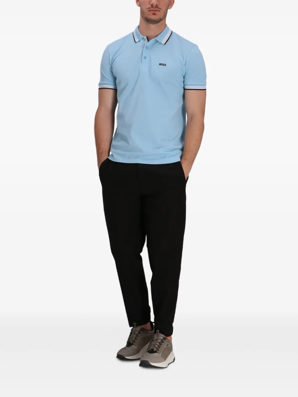 BOSS Poloshirt met geborduurd logo - Blauw