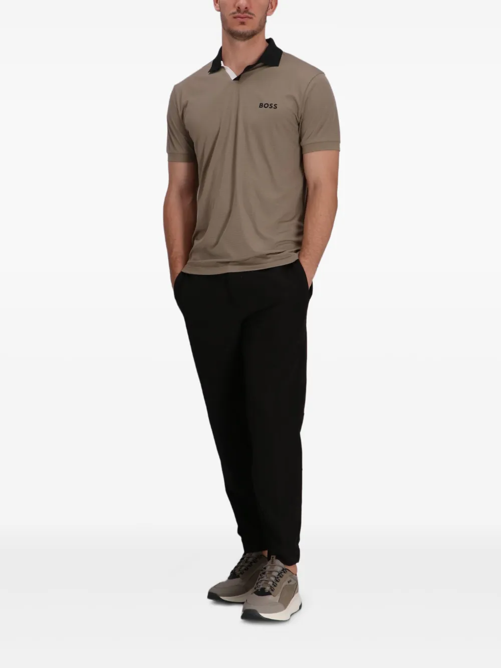 BOSS Poloshirt met logo - Beige