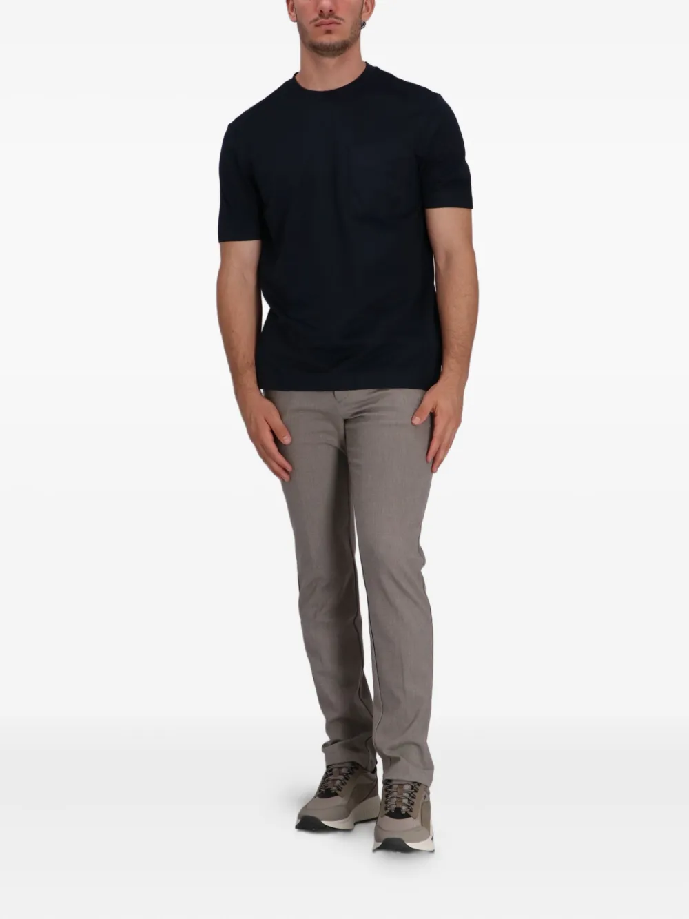 BOSS cotton blend T-shirt - Zwart