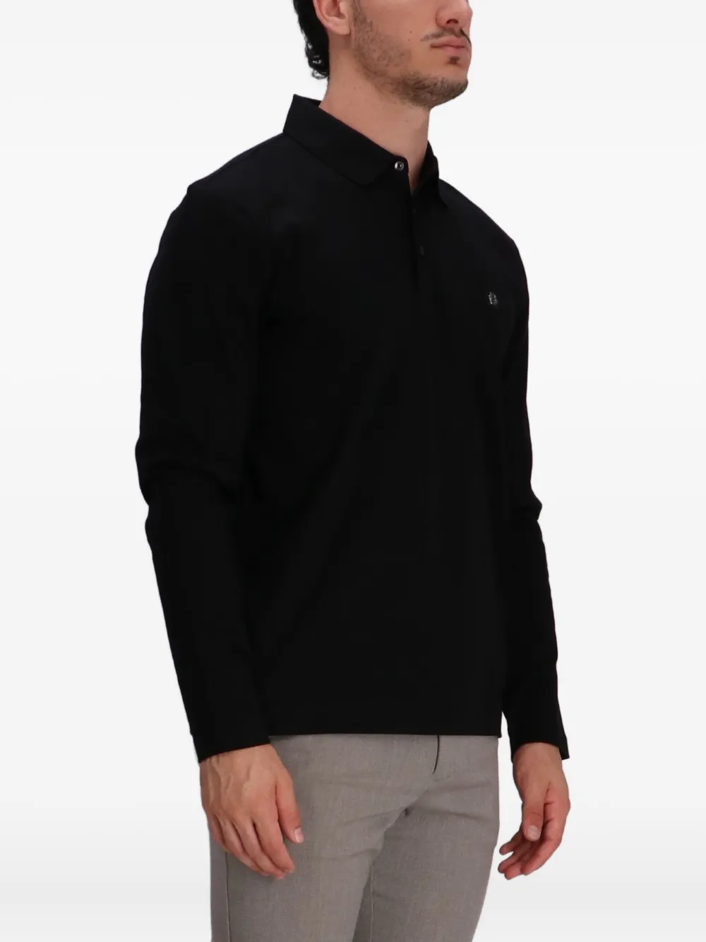 Hugo Boss Long-sleeve Polo Shirt In Black