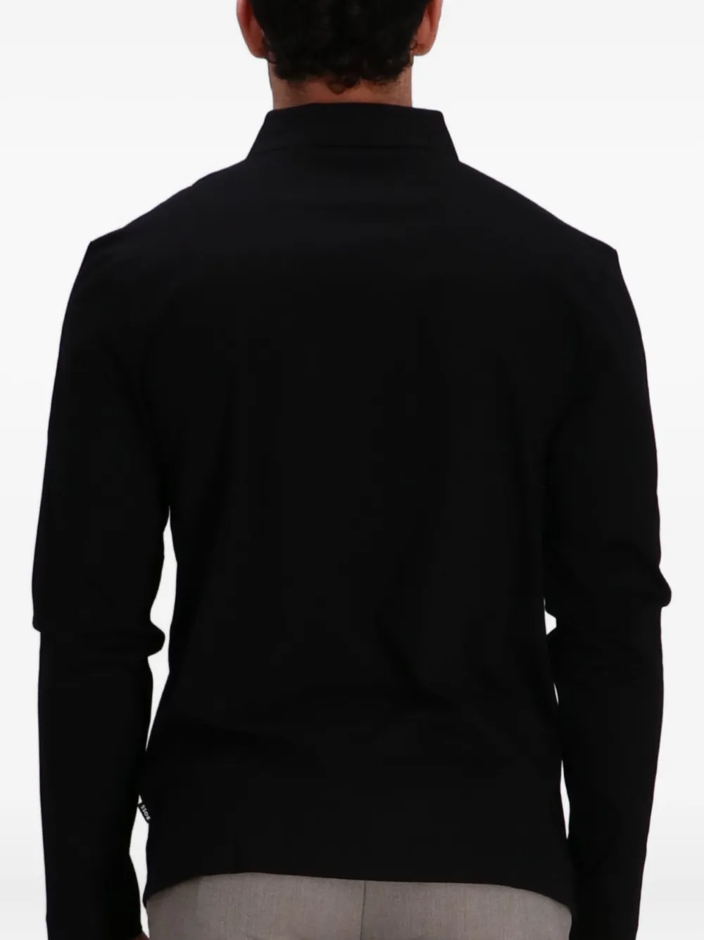 Hugo Boss Long-sleeve Polo Shirt In Black