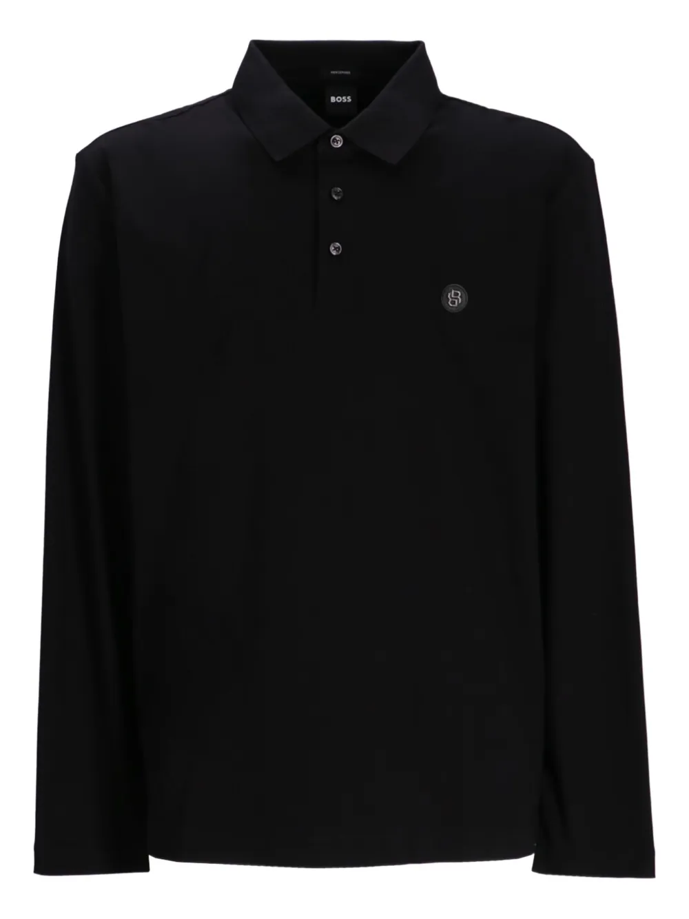 Hugo Boss Long-sleeve Polo Shirt In Black