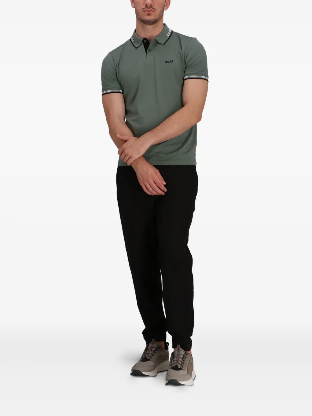 BOSS Poloshirt met logo - Grijs
