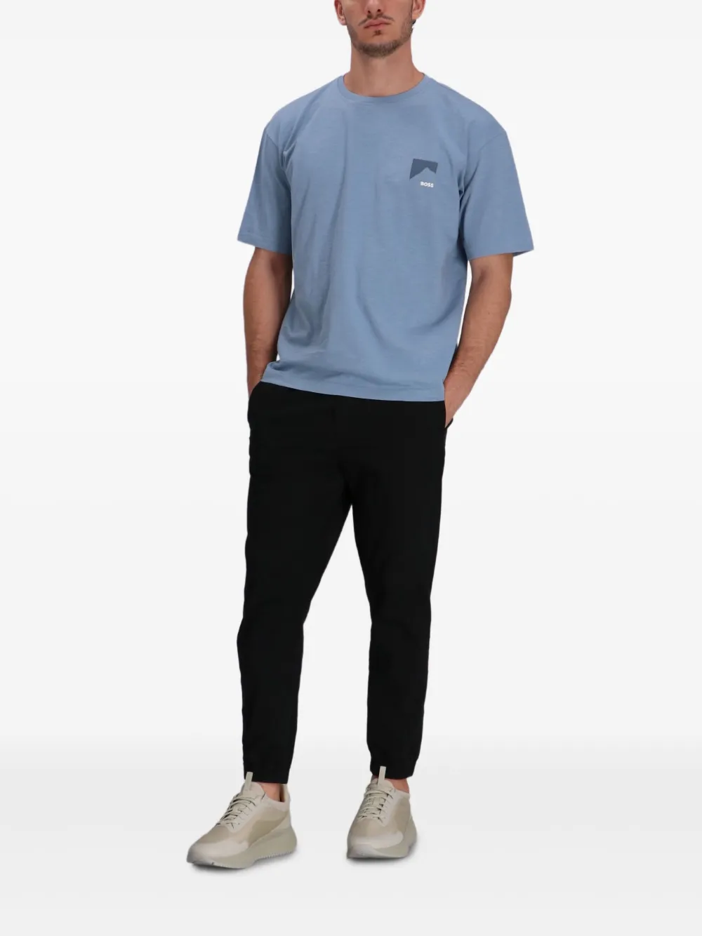 BOSS T-shirt met grafische print - Blauw