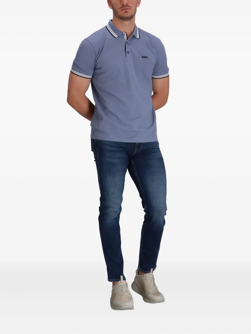 BOSS Poloshirt met geborduurd logo - Blauw