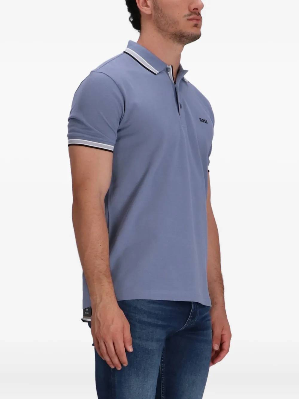 Hugo Boss Logo-embroidered Polo Shirt In Blue