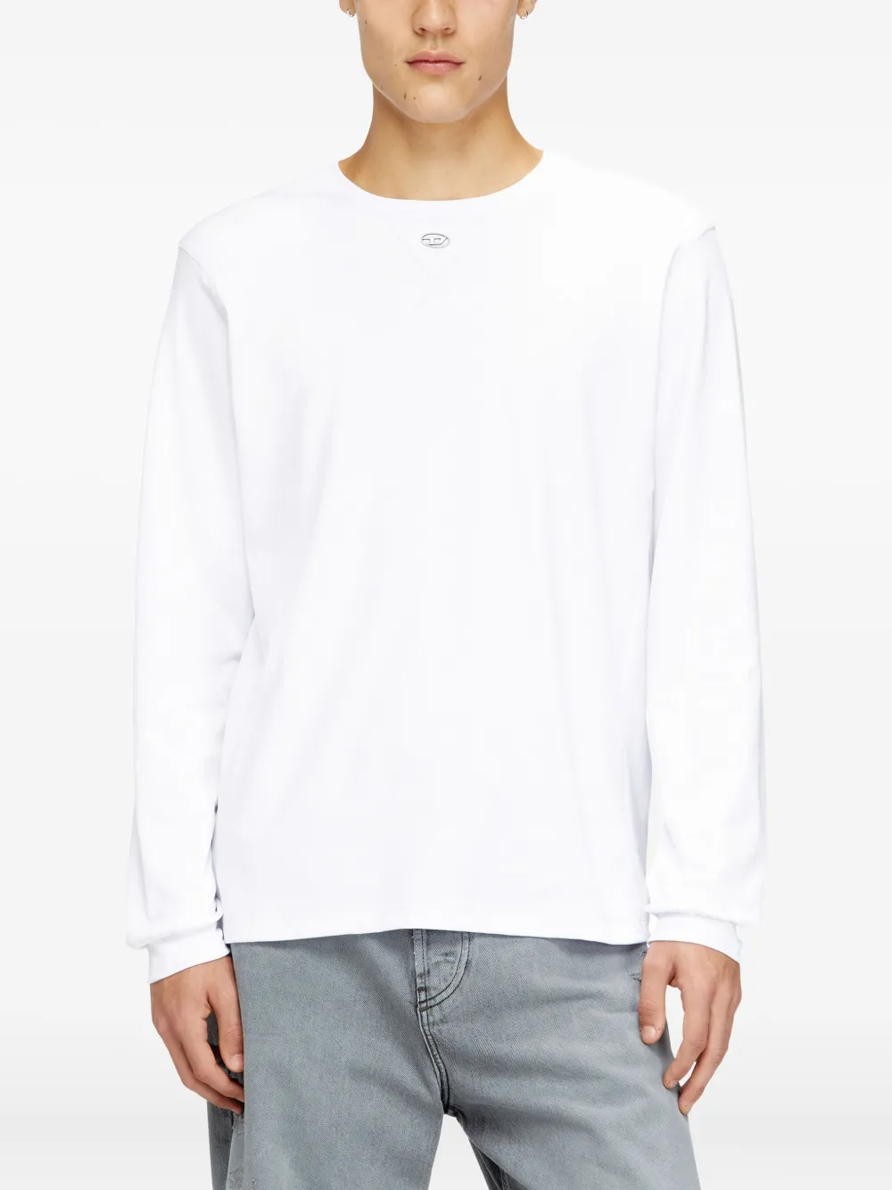 Diesel Long-sleeve T-shirt With D Patch In White