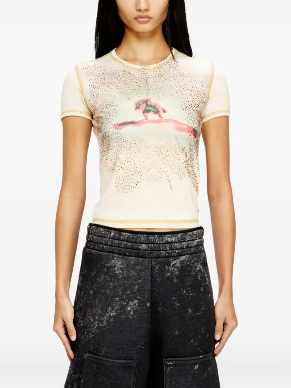 Diesel T-Uncuties-Long Graphic Print T-shirt | Neutrals | FARFETCH