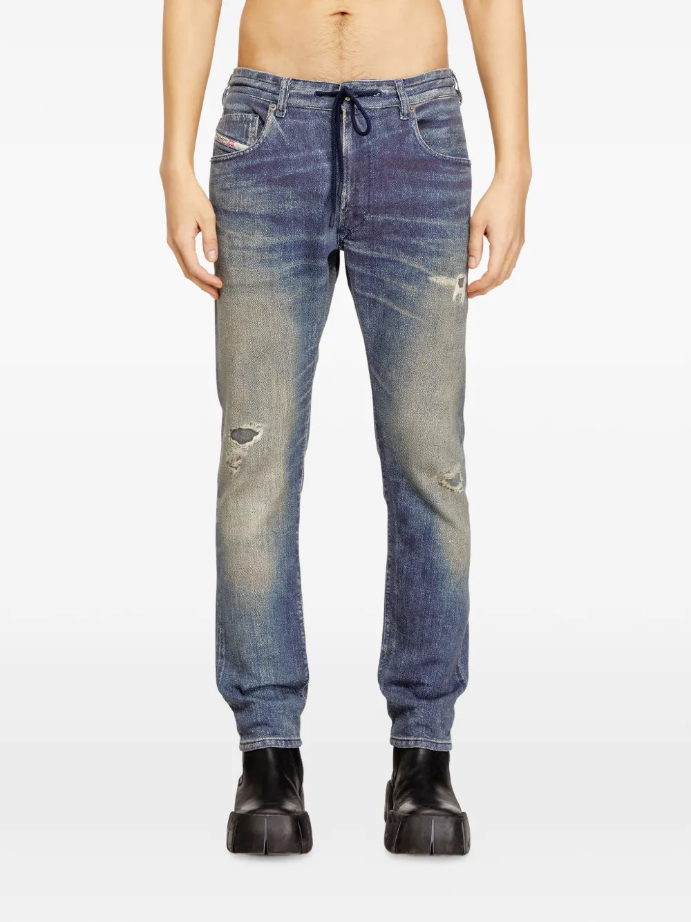  Diesel Vaqueros Desgastados Con Cordones - Azul 