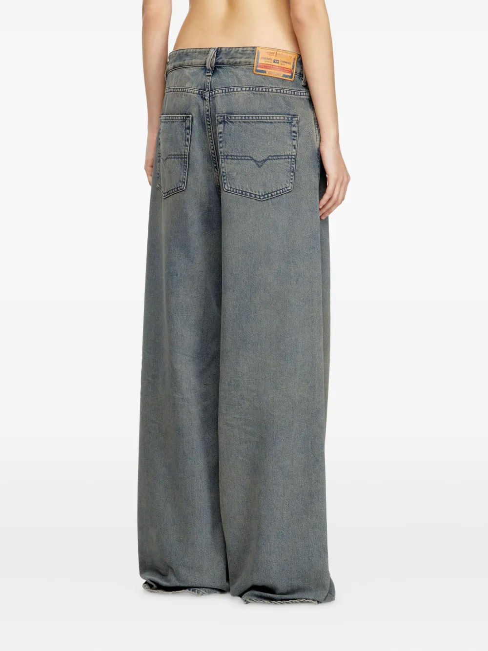 Diesel D-Sire 09n24 low-waist jeans met wijde pijpen Blauw