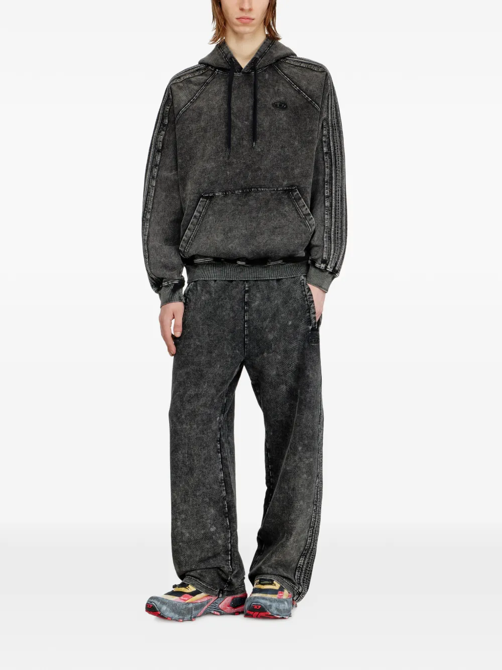 Diesel Joggingbroek met denim look en zijbanden Grijs