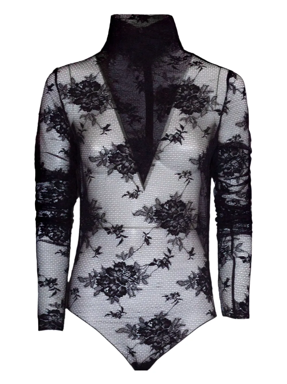 The Andamane Floral-embroidered Bodysuit In Black