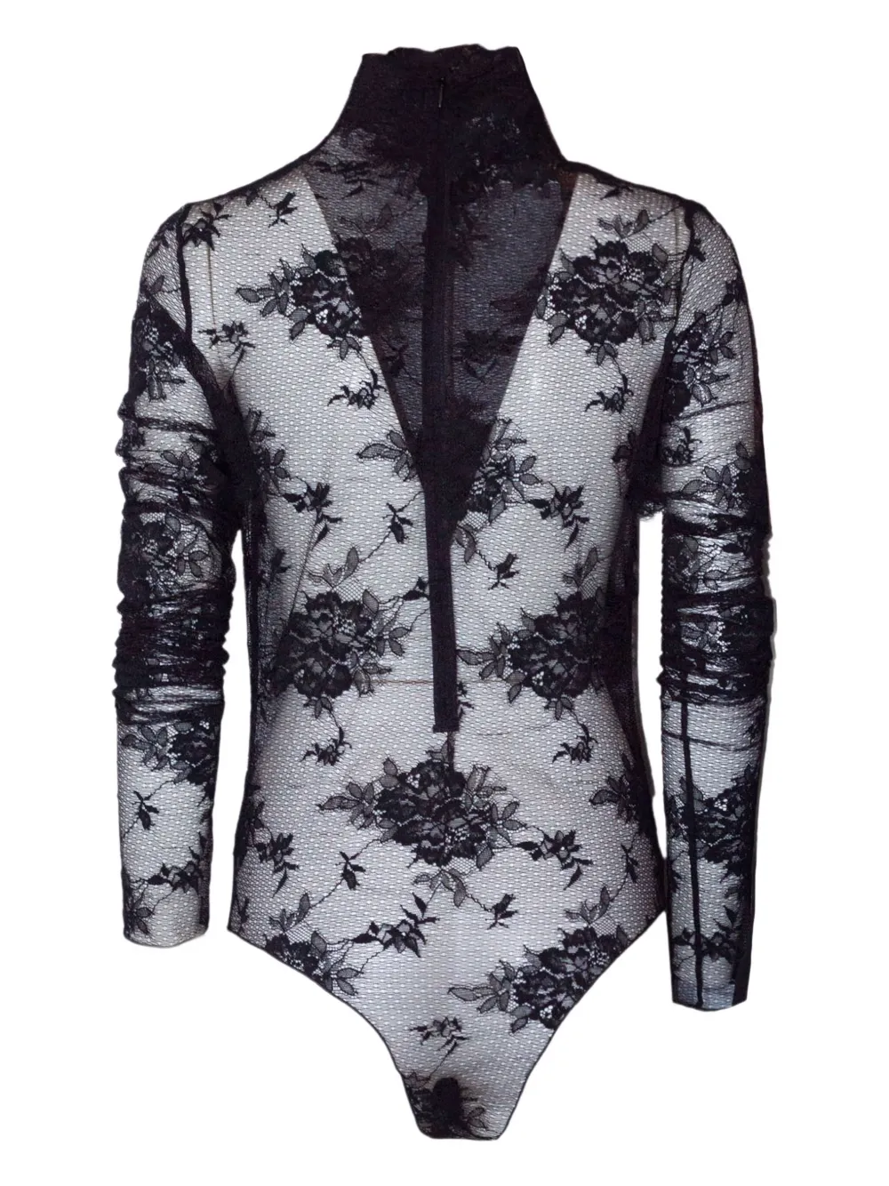 The Andamane Floral-embroidered Bodysuit In Black