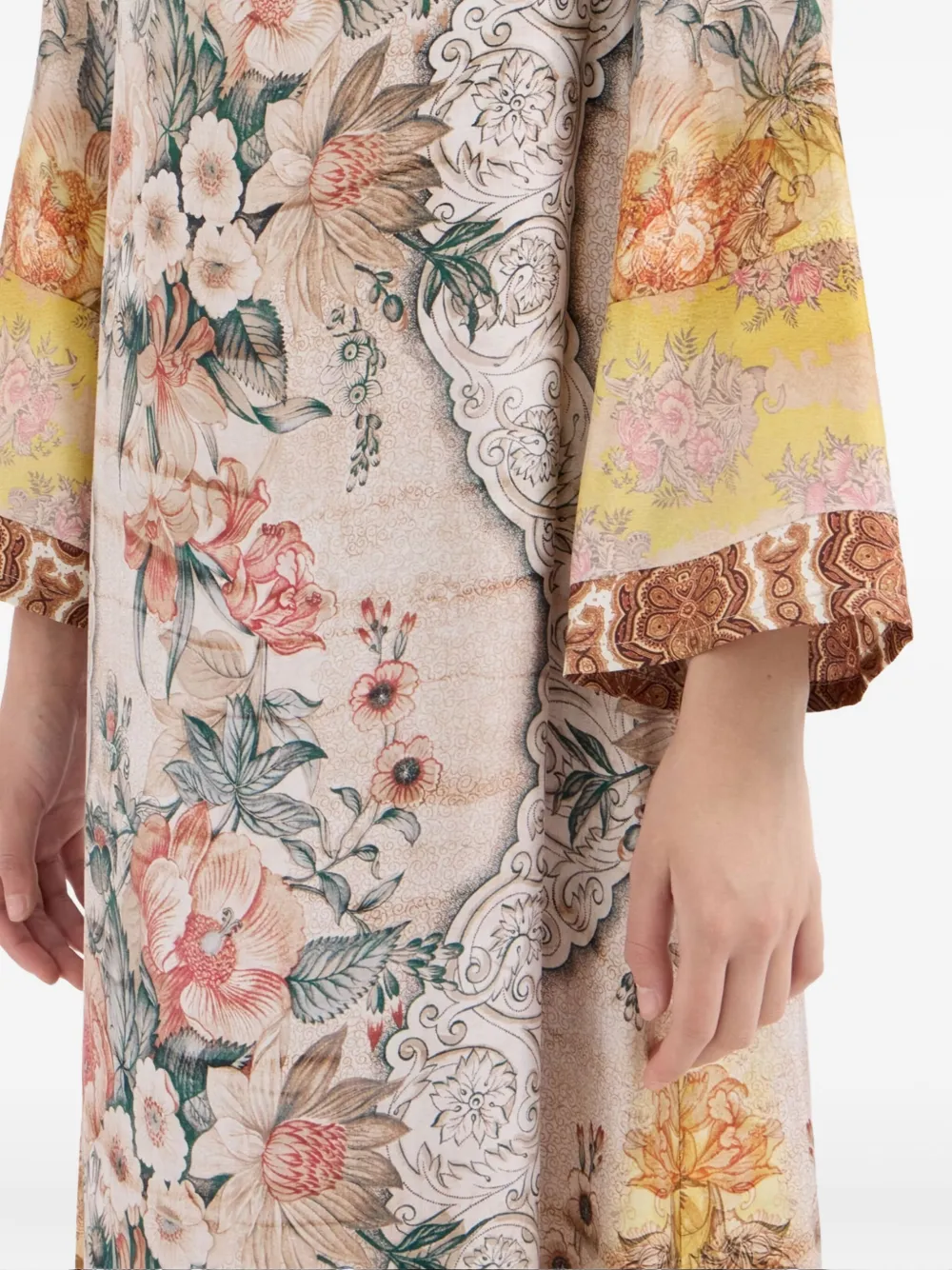 Pierre-louis Mascia Floral Silk Maxi Dress In Neutral